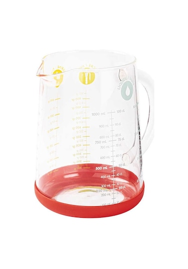Tantitoni Kırmızı Borosilikat Cam Sürahi-ölçü Kabı 1l Kırmızı