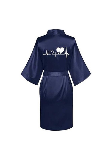 Flybuy Kadın İpek Bornoz, Uzun Kollu, Sıcak, Rahat, Büyük Boy Mavi