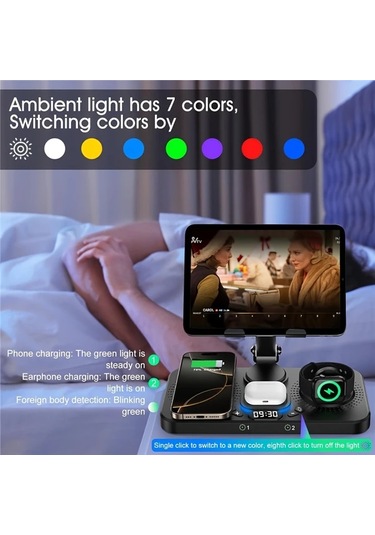 Topshop1 İphone 16 15 Pro Max 14 13 Serisi İpad İwatch İçin Siyah Hızlı Şarjlı Kablosuz Şarj İstasyonu Çoklu Cihaz Uyumlu