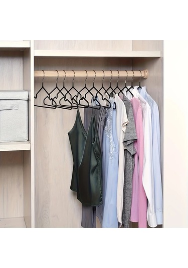 Lumaworld 20 Adet Siyah Yetişkin Kaymaz Askı, Elbise Gömlek Pantolon İçin siyah