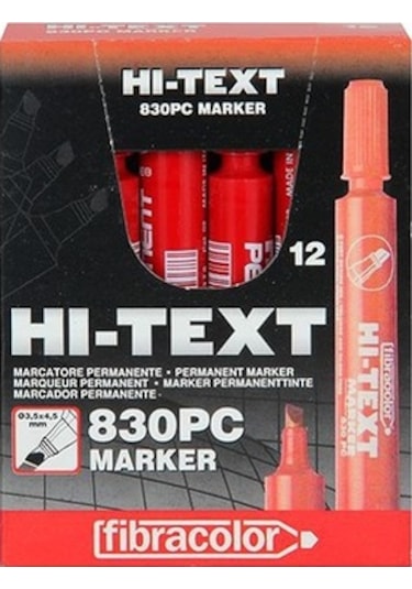Hi-Text Permanent Kalemi Kırmızı 12Li Paket Yuvarlak Uç