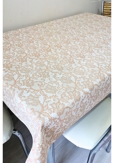 Keten Dokulu Muşamba Masa Örtüsü Gold