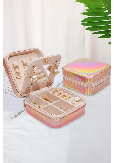 Chavin Pembe Seyahat Yüzük Küpe Kolye Takı Kutusu St1-67pm Pembe