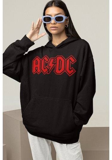 Sevbano Ac Dc Back In Black Müzik Grubu Baskılı Unisex Oversize Tasarım H Siyah