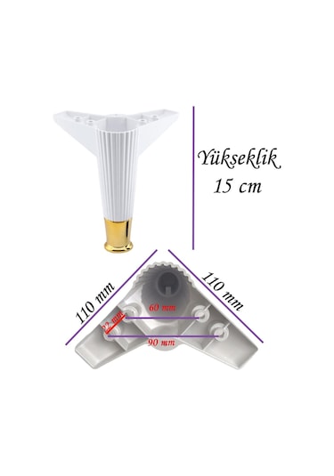 Golden Ayak 15 Cm Beyaz Altın Gold Mobilya Kanepe Sehpa Ünite Koltuk Ayağı Baza Ayak Ayakları