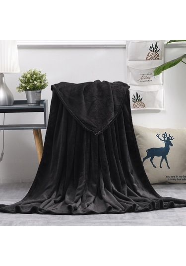 Ximistore9 Siyah Yumuşak Koral Yünü Ev Kullanıma Yoga Battaniyesi - 100x140cm 320g Kaliteli Sürekli Kullanım Diğer