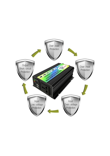 Dancemonkey Araba Güç Şarj İndirimi 3000w Dc 12v-ac 220v Invertör, 2.1a Usb, Pil Klipsli