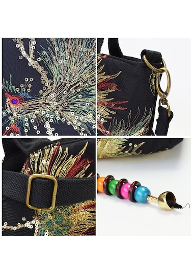 Parlak Payetler Tavuskuşu İşlemeli Kadın Kanvas Tote Çanta, Yaz Alışveriş Omuz Çantası Vintage Boncuklu İpli El Çantası Basit,normal Blue3 Çok Renkli Parlak Payetler Tavuskuşu İşlemeli Kadın Kanvas Tote Çanta, Yaz Alışveriş Omuz Çantası Vintage Boncuklu İpli El Çantası Basit,normal Blue3 Çok Renkli