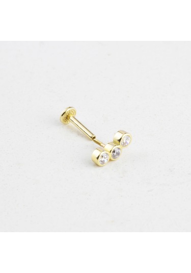 Glorria Altın Üç Taş Tragus Piercing 91491906