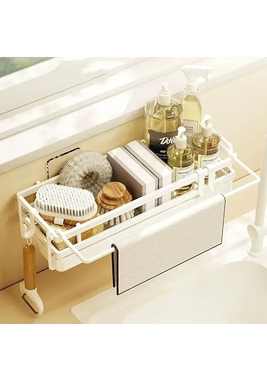 Trendooze Mutfak Eşyaları İçin Mutfak Tutucu, Sünger, Sabun İçin, 25.4 Cm X 9.5 Cm X 6.8 Cm, 1 Adet Beyaz İv Beyaz