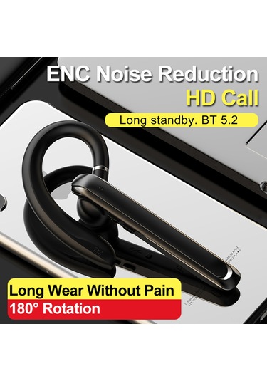Konesam Mavi Tek Kulaklı Bluetooth 5.2 Kulaklık - Enc Gürültü Azaltma, 180 Döner Kanca,免提 Arama, Hifi Ses, 10 Saat Çalma Süresi