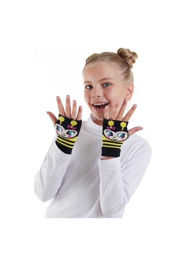 Denokids Arılar Kız Çocuk Parmaksız Eldiven Renkli