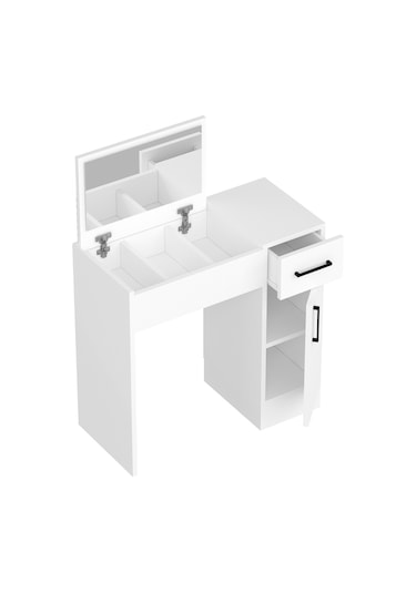 Arnetti İnci Aynalı Makyaj Masası Beyaz