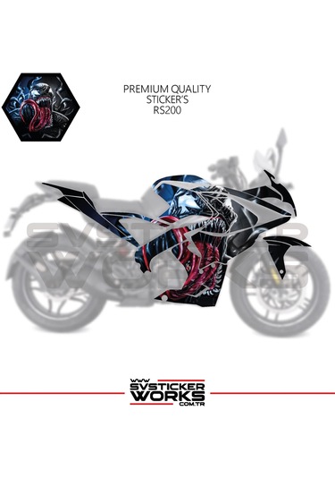 Bajaj Rs200 Sticker Kaplama Venom Motor Kaplama Modeli Hazır Kit