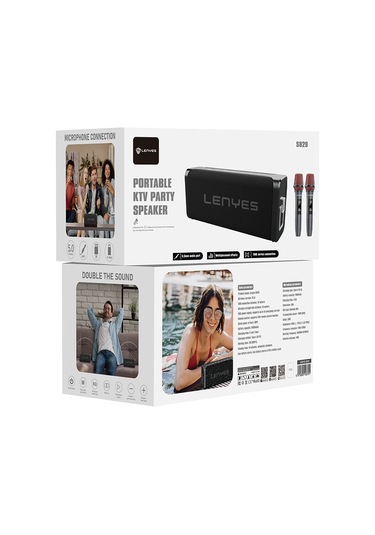 Lenyes S829 Karaoke Mikrofonlu Bluetooth Speaker Hoparlör V5.0 Siyah