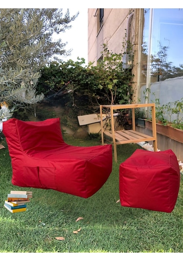 Xxl Sedir Armut Koltuk Ve Ayakucu Pufu Kırmızı