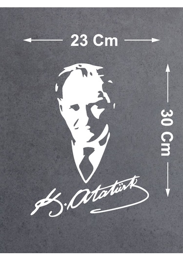 Mustafa Kemal Atatürk Silüet - Atatürk Imza Sticker - Araba Oto Motosiklet Karavan Araç Sticker Etiket - 00565 30x23 Cm