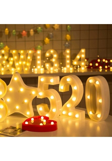 Sayı Işıkları, İşaretler, Düğün Doğum Günü Partisi Noel Lambası Gece Lambası Ev Bar Dekorasyonu İçin Sayı Harflerini Aydınlatır 8 Çok Renkli