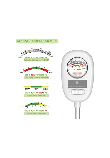 Jeemson Bitki Bakımı İçin Toprak Test Cihazı - Nem, Işık, Ph Ve Gübre Düzeyi Ölçer - 90 Derece Katlanabilir Tasarım