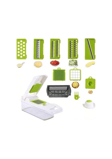 Vkemall Mutfak Ev Kullanıma İdeal 16 Parça Beyaz Yeşil Çok İşlevli Sebze Dilimleme Makinesi Diğer