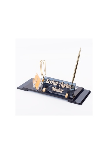 Elit Masa İsimliği Kabartma Gold Ofis Kristal Masa İsimlik