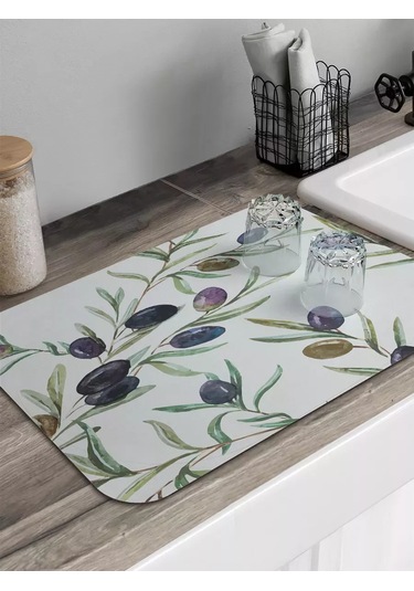 Joyarty Dikdörtgen "olgun Zeytinler" Bulaşık Kurutma Paspası 241485903 Yeşil
