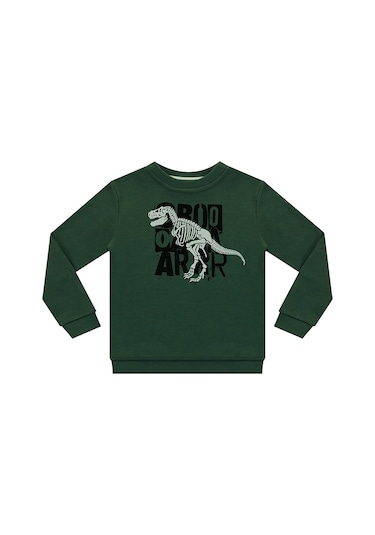 Denokids Roarr Dino Erkek Çocuk Haki Sweatshirt Renkli