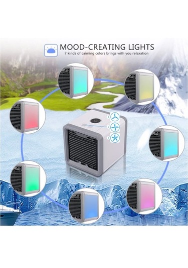 Mobgift Mini Klima Portatif Taşınabilir Soğutucu Led Işıklı Ev Of