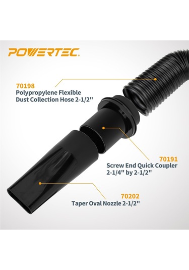 Powertec 70198 Esnek Toz Toplama Hortumu, 6,4 Cm Uzunluğunda 1