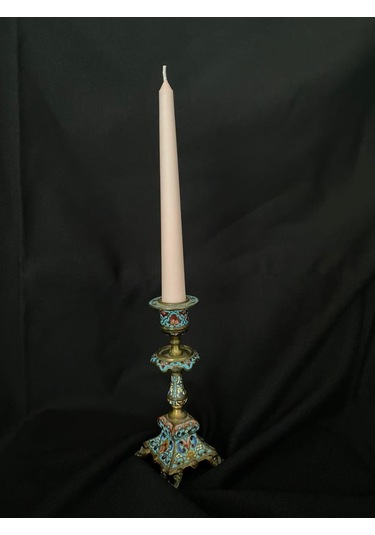 Çift Renkli Alevli Şamdan Mumu 20 Cm Pembe