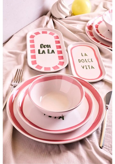 La Dolce Vita 8 Parça 2 Kişilik Yemek Takımı Cokrenklı Desenli