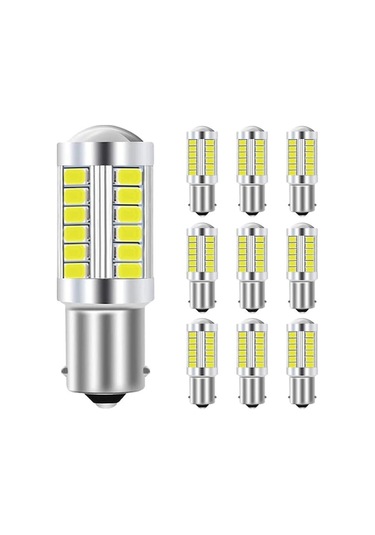 10 Adet 1156 Ba15s P21w 33smd 5730 Led Ampul, Araç Stop Fren Farı, Geri Vazgeçme Farı, 12v Beyaz Işık, Evrensel Uyumlu