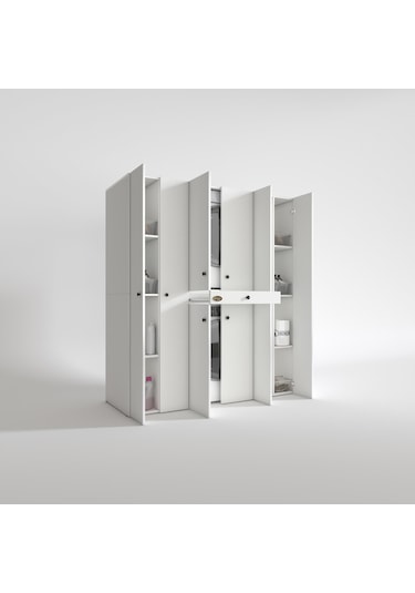 Kenzlife Çamaşır-Kurutma Makinesi Dolabı Nazzam Byz 187 170 60 Çekmeceli Raflı % 100 Full Mdf Çok Renkli