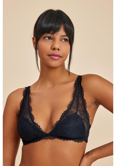 Roma Siyah Balensiz Dantelli Üçgen Bralet Sütyen Külot Takım siyah