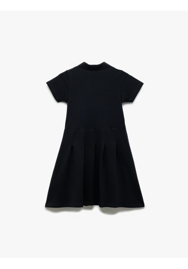 Koton Kısa Kollu Düğme Kapamalı Pamuklu Gömlek Elbise Lacivert 6wkg80001ak Lacivert