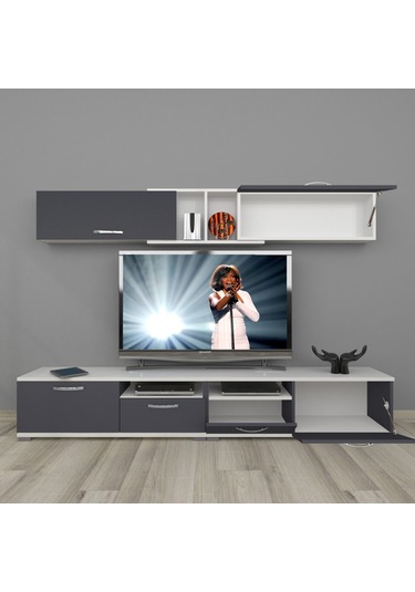 Decoraktiv Eko 5220 Mdf Tv Ünitesi Tv Sehpası Beyaz - Antrasit