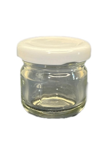 40ml Şeffaf Cam Konserve Kavanozu Beyaz Kapaklı, 24 Adet, Cam Kavanoz, Konserve Kavanozu, Reçel Kavanozu, Bal Kavanozu, Saklama Kavanozu