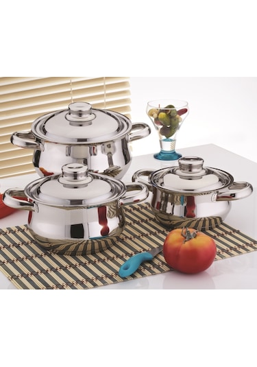 Gülsan Dide 6 Parça Mini Güveç Çelik Tencere Seti-Çelik Kapaklı