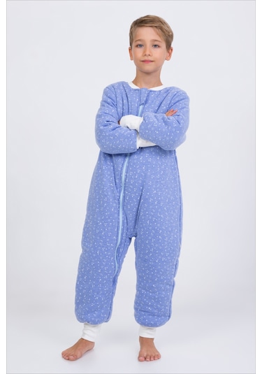 Erkek Çocuk Uyku Tulumu 6-9 Yaş Kalın Elyaf Dolgulu Premium Kalite 2.5 Tog-gök Mavisi Mavi