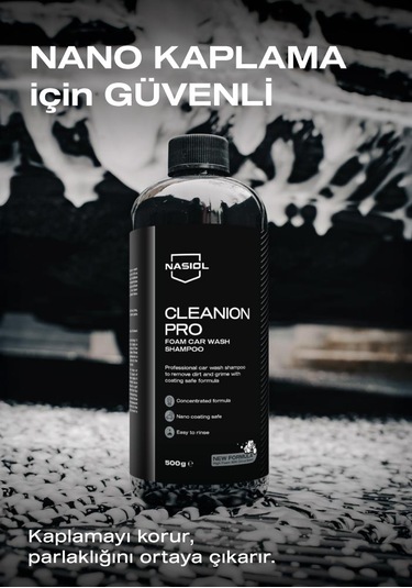 Nasiol Cleanion Pro Yoğun Köpüklü Konsantre Araç Yıkama Şampuanı-25 Yıkama-500gr-Fırçasız Oto Yıkama
