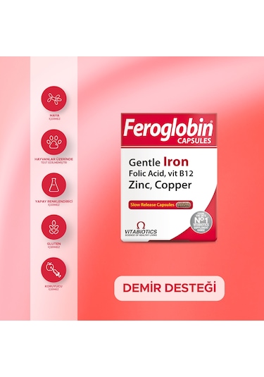 Vitabiotics Feroglobin Takviye Edici Gıda 30 Capsules