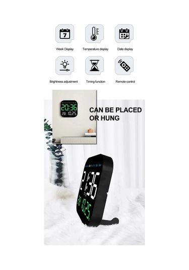 Zilinn Dijital Duvar Saati Led Çalar Saat Zamanlama Fonksiyonlu Büyük Ekran Oturma Odası Ofis Yatak Odası Dekoru İçin Uzaktan Kumandalı Saat Üç Renkli-107 Çok Renki