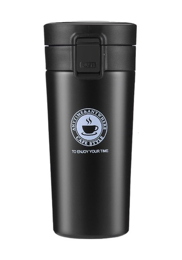 380ml Çelik Vakumlu Termos Kupa, Isı/sıcak Saklama, Dışarıda Kullanıma Uygun, Sızıntısız Tasarım Siyah Siyah