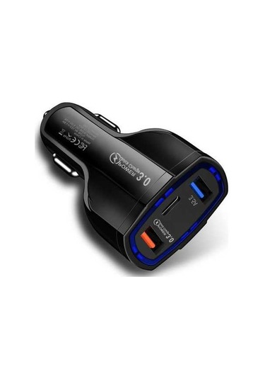 Ebitda Araba Şarj Adaptörü Pd Ve Çift Usb Üçlü Port Hızlı Şarj Cihazı 12-24v Araba Suv Siyah, Araba Şarj Cihazı