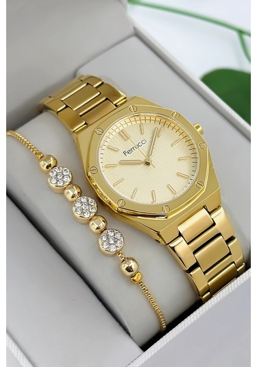 Ferrucci Çelik Kordon Çelik Kasa Kadın Kol Saati, 3 Atm Su Geçirmez Gold Zmfer192 Çok Renkli