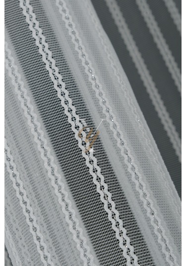 Simli Çift Makarna Tül Perde 2201 V-gümüş Gümüş