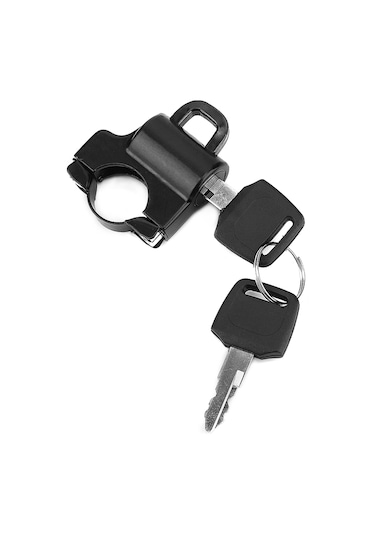 Shineyee Motosiklet Kask Kilidi 22mm Universal Siyah - Dayanıklı Demir, Hava Ve Çizik Korumalı, 2 Anahtar İle