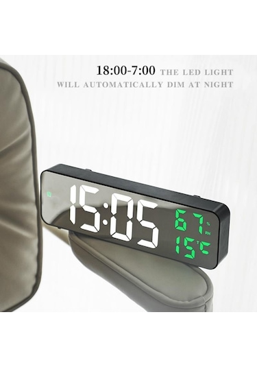 Mavi 9 İnç Büyük Dijital Duvar Saati Sıcaklık Ve Nem Göstergesi Gece Modu Masa Çalar Saat 12/24h