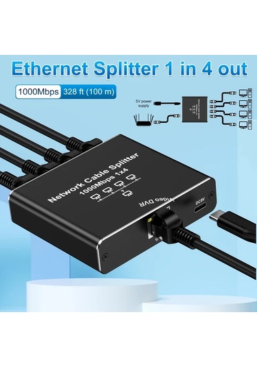 Boatshop1 Yüksek Hızlı Gigabit Ethernet Bölücü 1den 4e 1000mbps Usb Güçlü Ağ Kablosu Dağıtıcı Rj45 Lan Cat8 Cat7 Cat6 Tak Ve Oynat