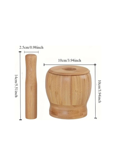 Willowhaven Multicolor Premium Bambuz Sarımsak Ve Baharat Havanı Kolay Kullanım Doğal Sos Ve Salata